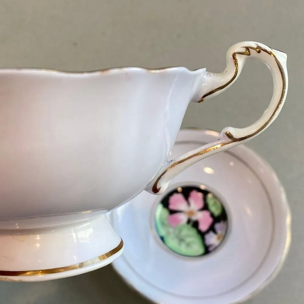 RARE Vintage Paragon Art Deco Floral Fine Bone China Teacup and Saucer, 1960